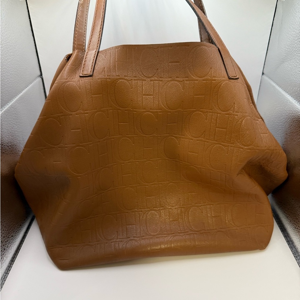 Carolina Herrera CH Monogram Brown Leather Matryoshka Tote